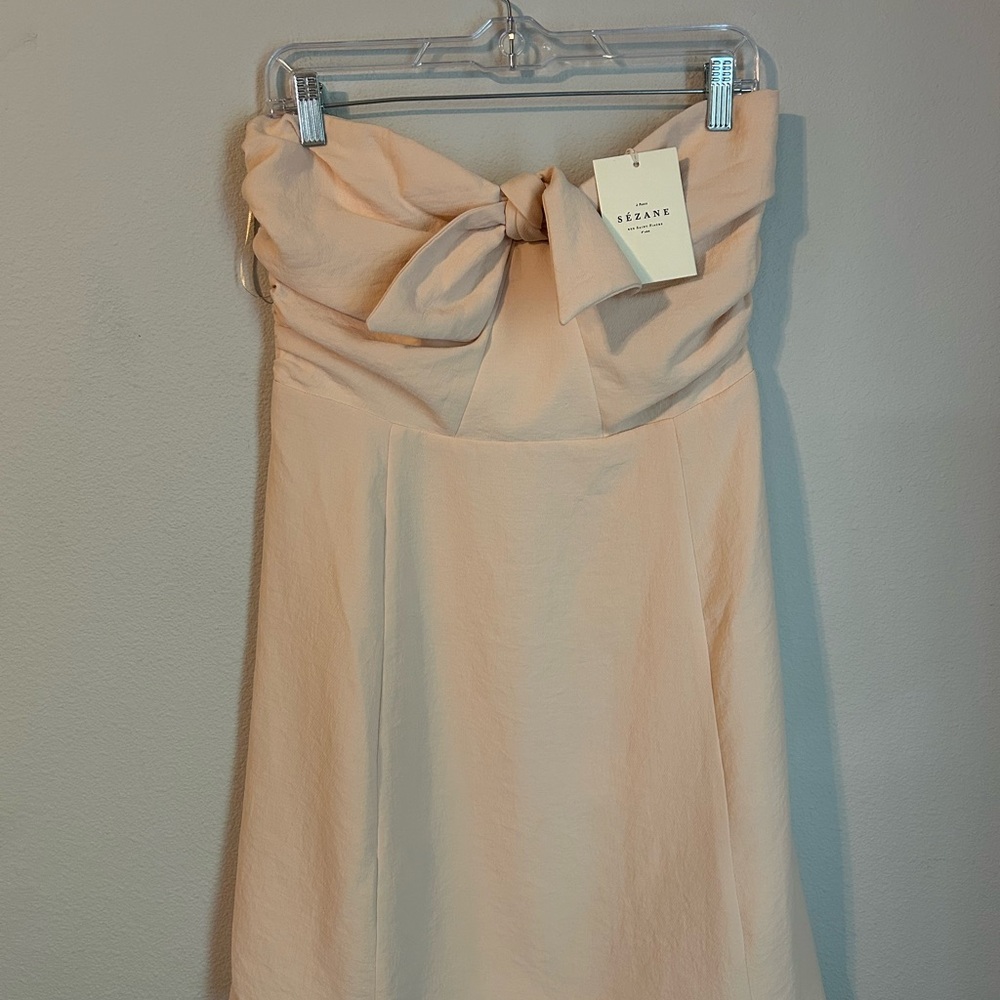 Women’s Sezane Dress Robe Ondine nude pink Short Dress US 10 FR 42 Designer - Picture 2 of 9